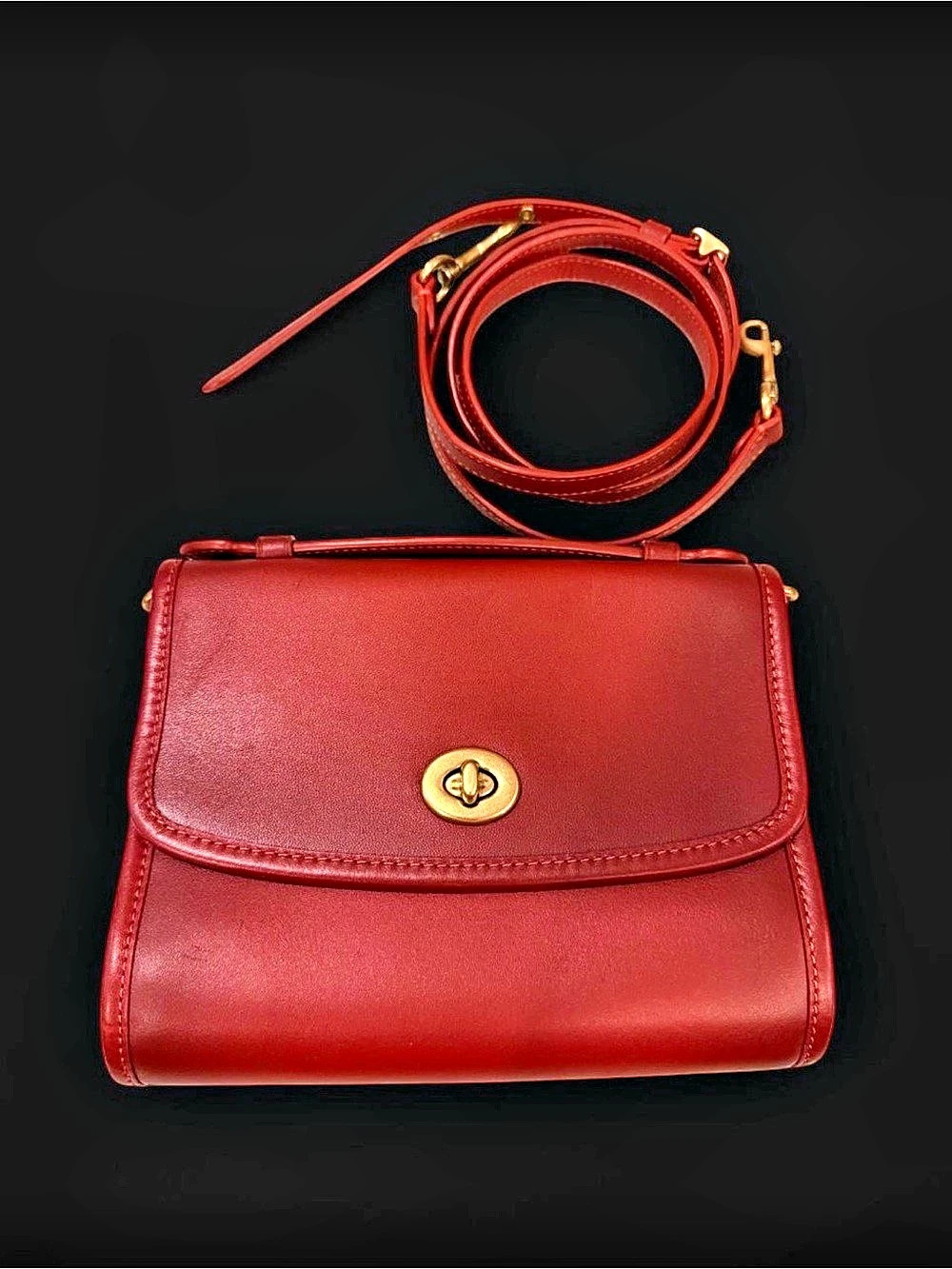 Limited Edition Release Coach Kip Turnlock Crossbody C3486 Red Sand/Canyon